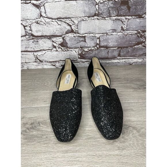 Jimmy Choo London Black Suede Leather Sparkle D’ Orsay Flats Women’s 42EU/11M US - Picture 11 of 16